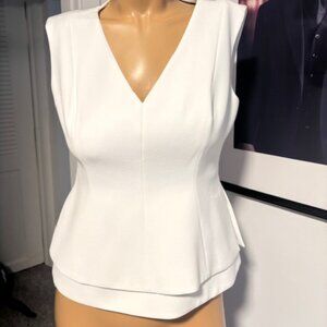 BCBG MaxAzria Jacquelynna Layered Peplum top - Crisp white - Sz S